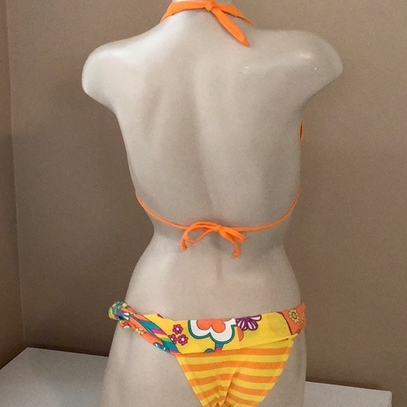 Recco Size M Brazilian Stripes & Flowers & Zuliana Orange Sarong New With Tags - Picture 7 of 14